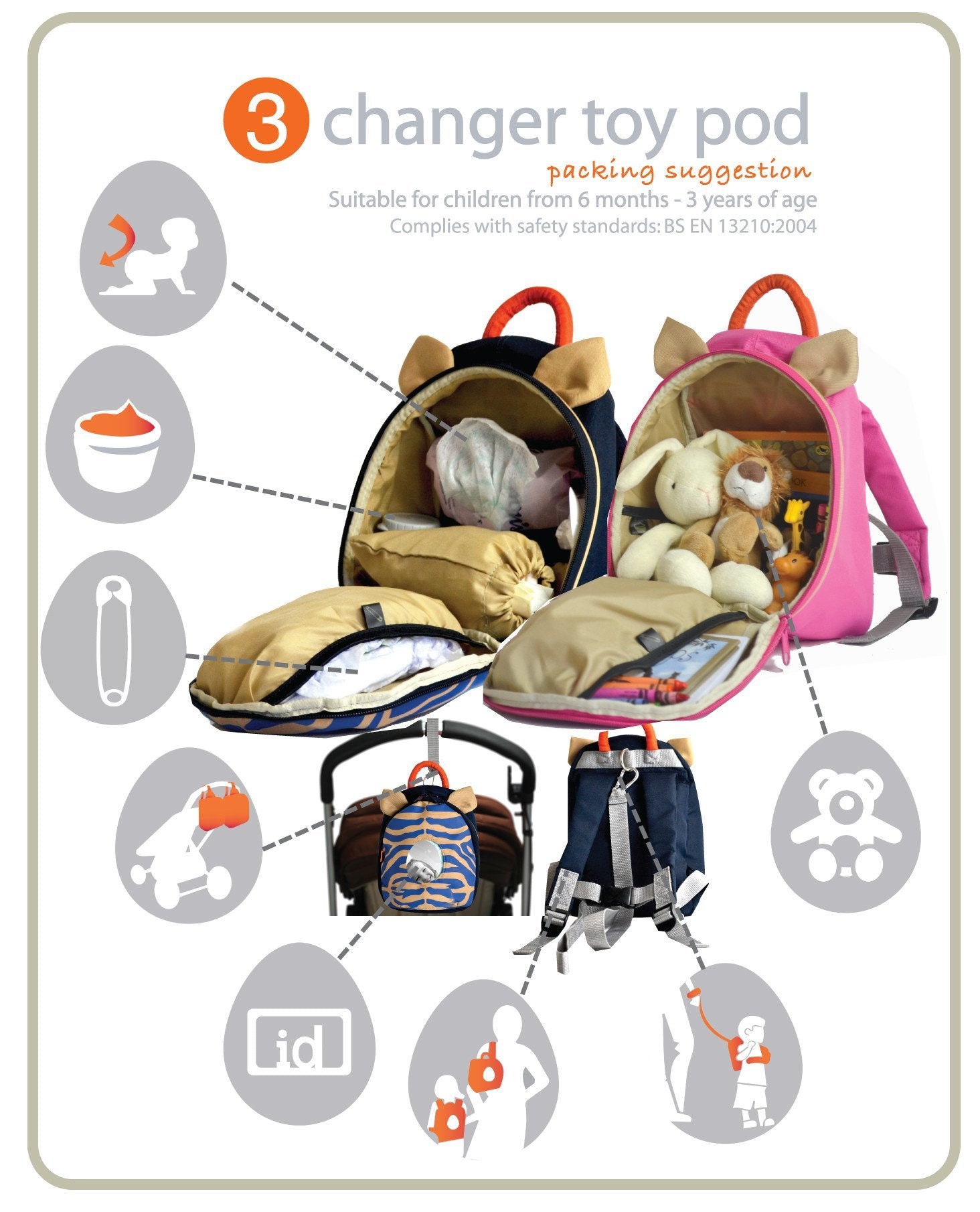 Changer Toy Pod - zebra navy