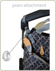 Pacapod Napier attached to pram using pram clips
